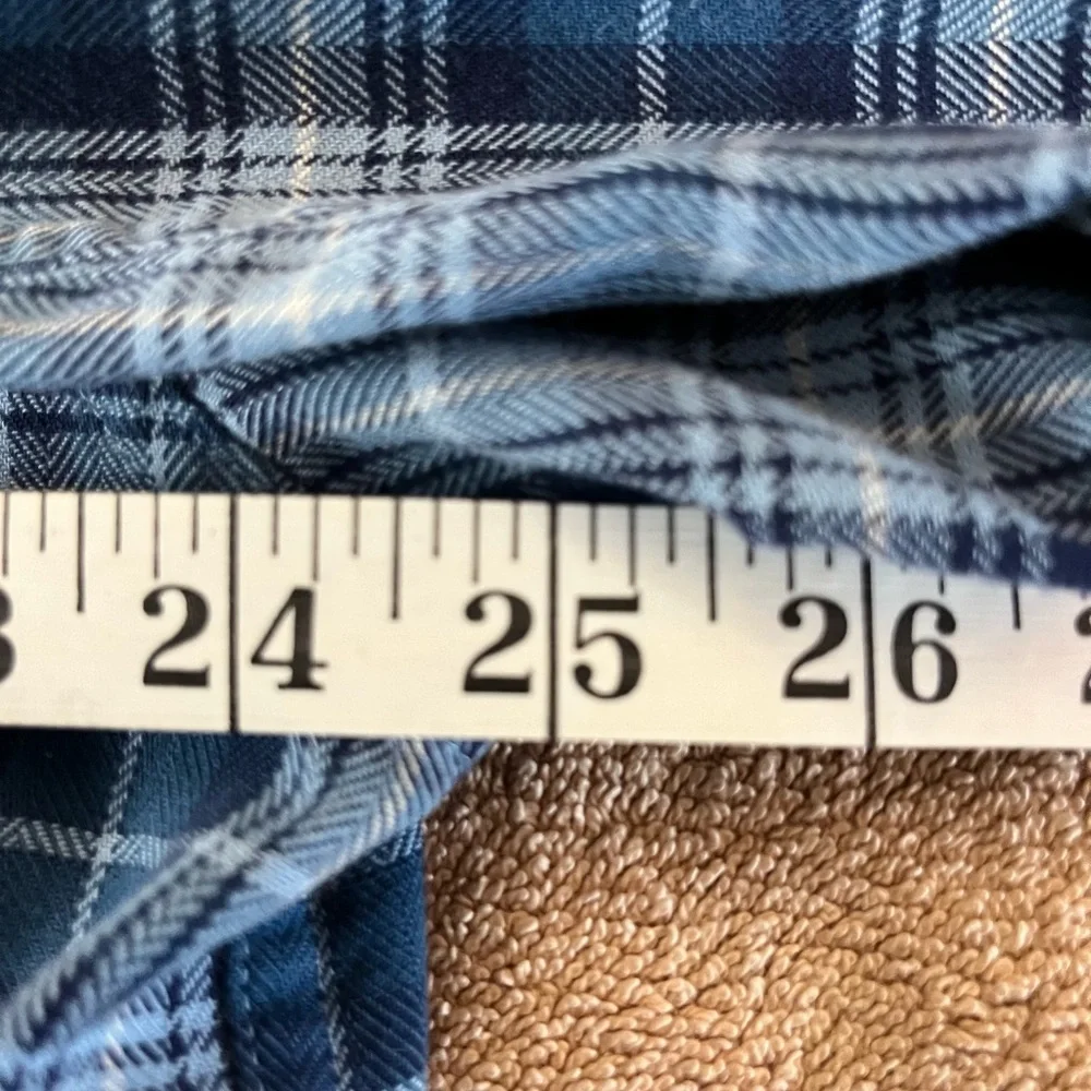 L.L. Bean Classic Blue White plaid‎ button down shirt Office Casual Large Tall